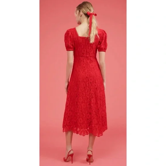 VGUC Rachel Parcell RP Red Lace Fit & Flare Cocktail Holidays Midi Dress XS - Picture 13 of 13